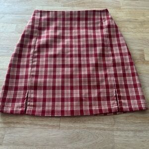 Red plaid mini skirt
